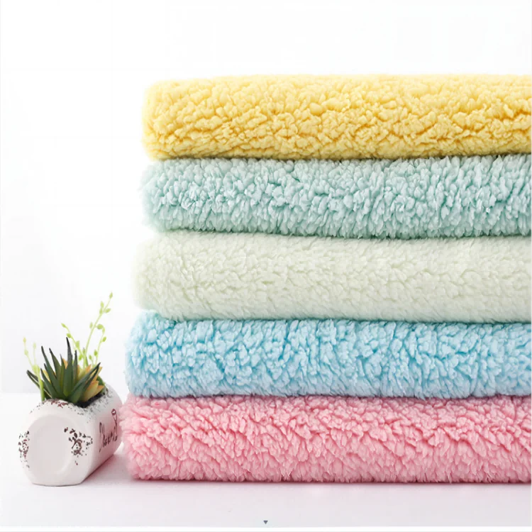Shaoxing Manufacturer 100% Polyester Faux Soft Cotton Sherpa Fleece Lining Short Pile Faux Fur Plush Fleece Fabric