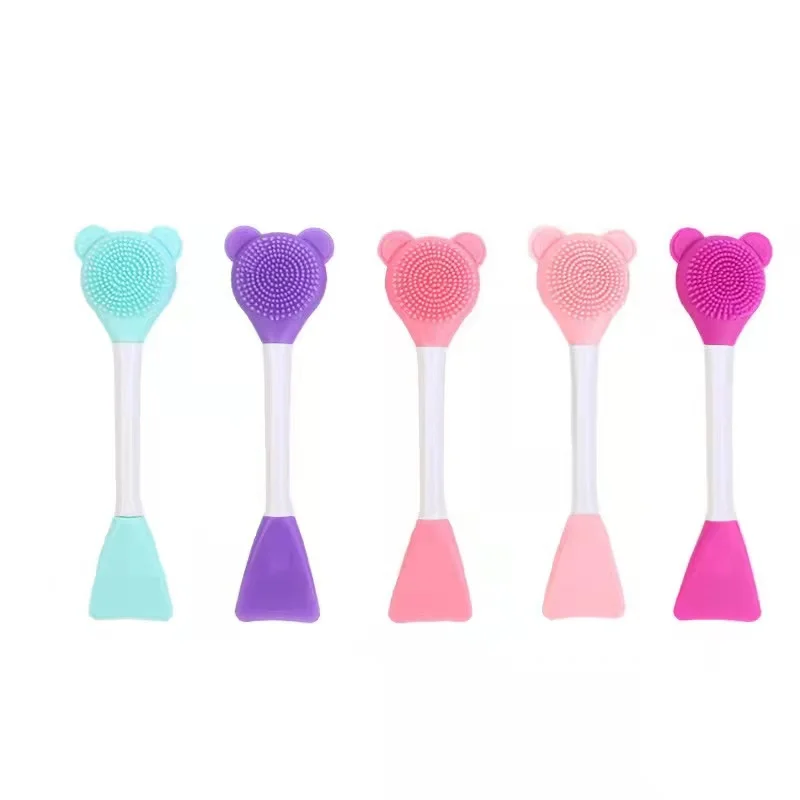 15cm silicone bear skin care beauty makeup brush DIY facial mask stick double head silicone nose brush