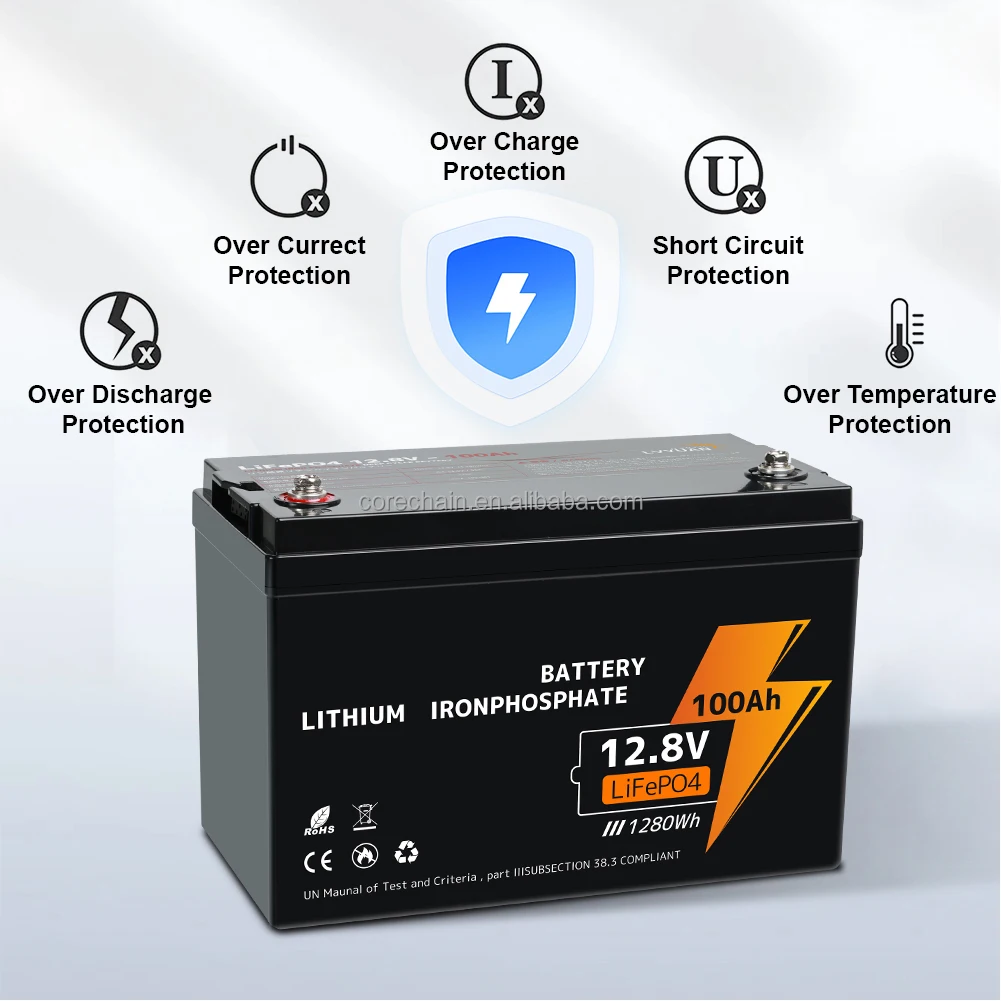 12V 100Ah LiFePO4 Lithium Battery With BMS 10 Year Lifespan Portable Battery For UPS Power Wheels RV Solar Panel Battery
