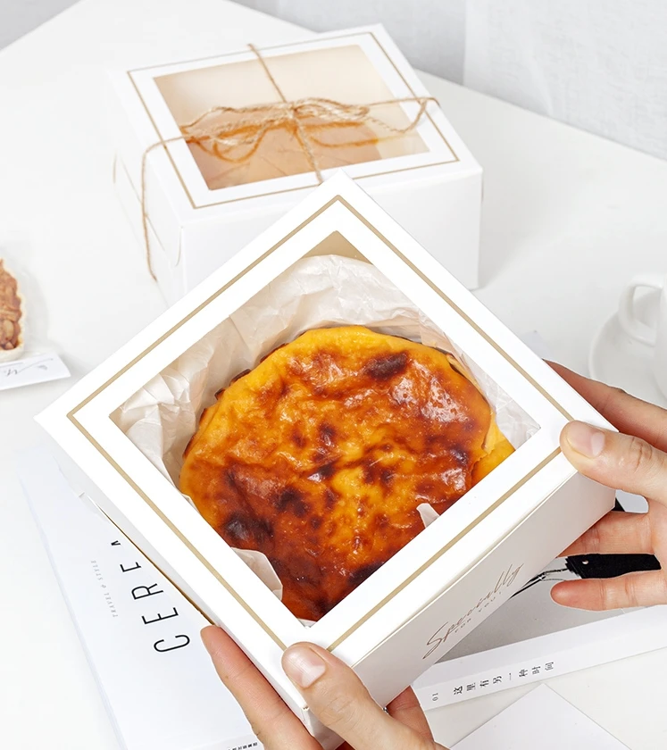 Food Grade Custom Dessert Lid Box Sandwich Cajas Para Pastel Packaging Transparent Clear White Cake Boxes With Window