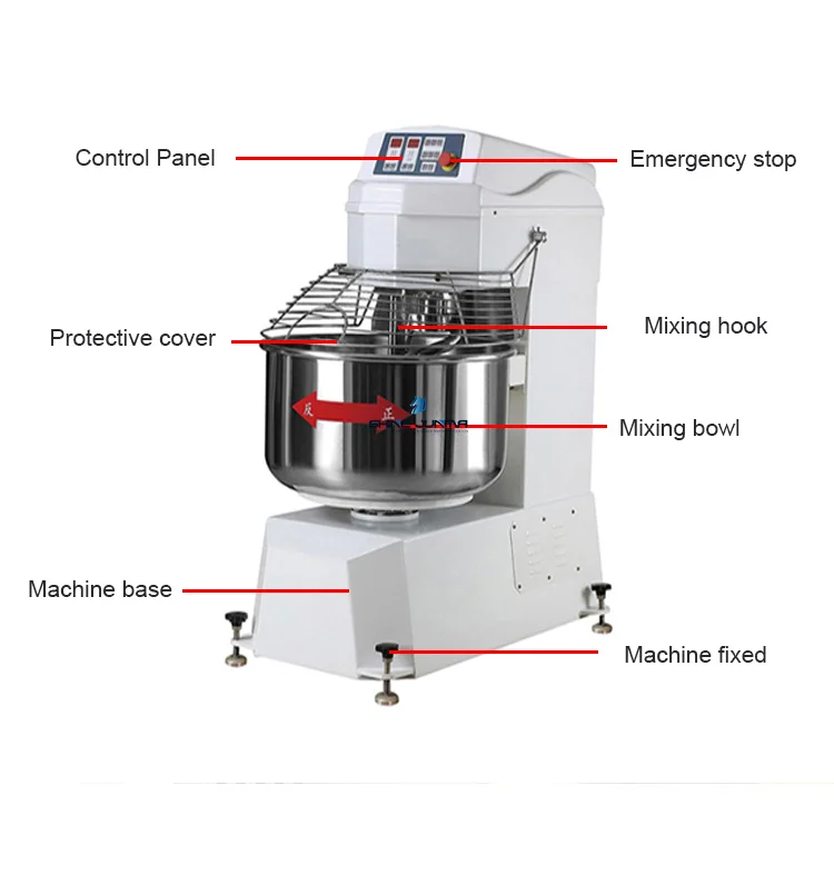 Commercial Double Speed Bread Pizza Dough Mixer Industrial Baking Equipment Spiral Mixer 25 Kg 80 L Wooden Box Motor GC Provided