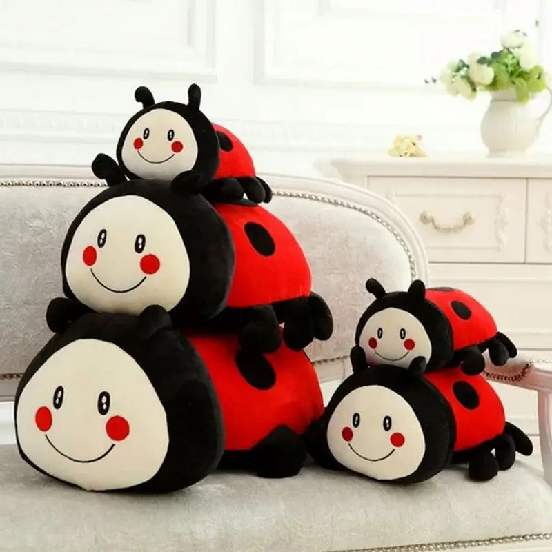 Customizable Ladybug Plush Toy Cute Stuffed Animal Ladybird Sofa Decorative Pillow Children Kids Toy