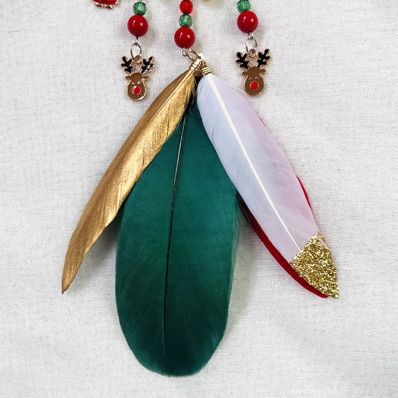 Christmas Style Mini Car Pendent Handicraft Feather Dream Catcher Hanging Ornaments Wind Chimes Gift for Home Wall Decoration