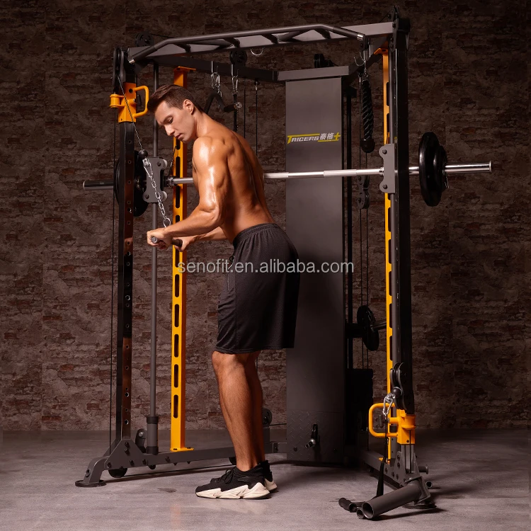 SENAOFIT Multifunction Strength Training Smith Machine Multi Home Gym Power And Squat Rack Cage