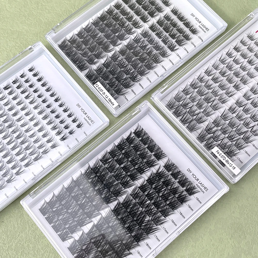 Private Label Diy Eye Lash Extensions Faux Mink Ultra Thin Clear Band Soft Kit Lash Extension Cluster Mink Cluster Lashes