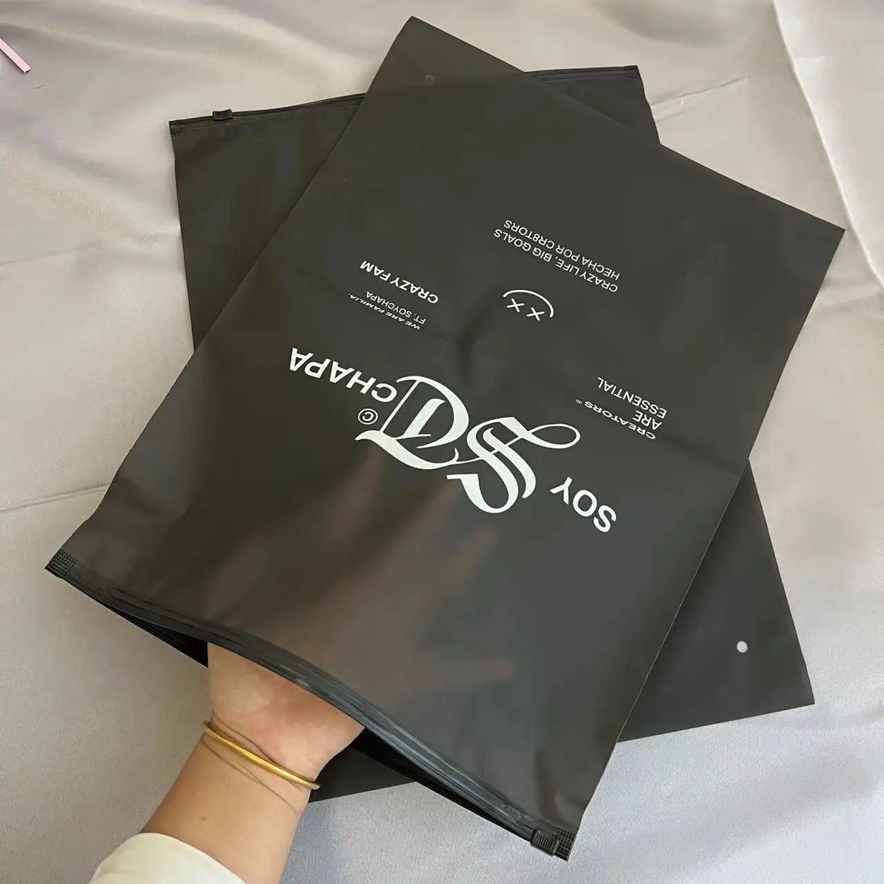 ECO-friendly custom Black color frosted Swimsuit baby clothes plastic clear packing zipper bag plastic bag logo