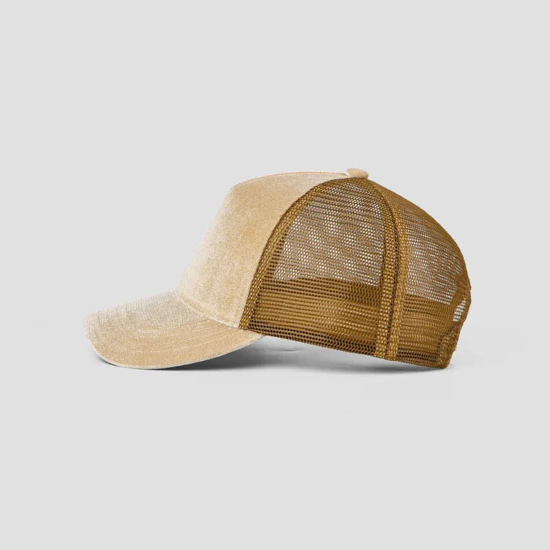 Custom high quality splice tricot fleece plain 6 panel sports trucker caps breathable promotional mesh baseball hats