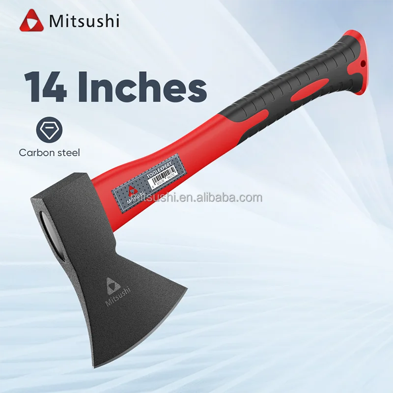Mitsushi Industrial Grade Household Axe with Carbon Steel Hatchet Head and Nylon Handle for Cutting and Camping