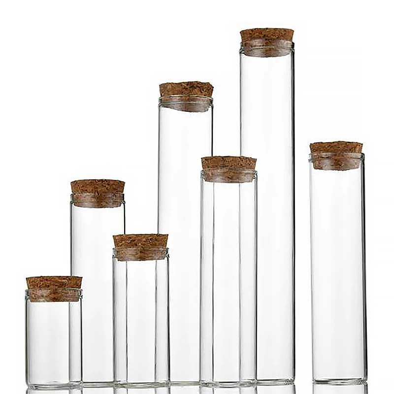 Wholesale Borosilicate 30ml 40ml 50ml 60ml 80ml 100ml Clear Tubular Vial Glass Test Tube Vial With Cork Stopper
