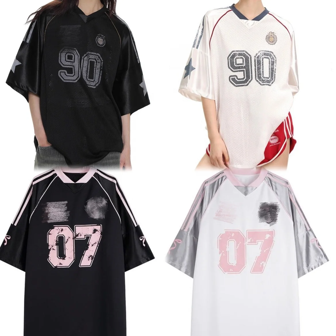 Peeqi Y2K Designer fashion graphic print t shirts tops casual streetwear jersey oversized tshirt women