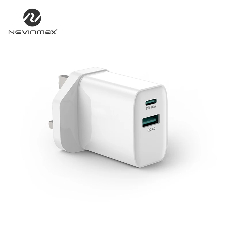 
High Quality Charger 18W 3A USB-A USB-C Dual Port Adapter for Xiaomi Huawei Oppo Mobile Phone 