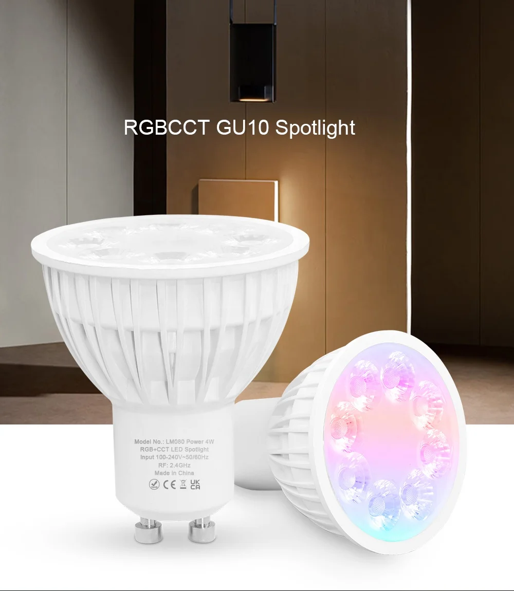 LM080 RGBCCT Led Spot Light GU10 Bulb Color Temperature 2.4G Wireless, Be used with Remoter