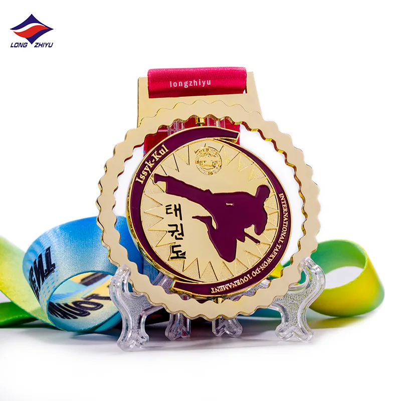 Longzhiyu 16 years medal wrestling judo manufacturer custom lady karate medal wholesale jiu jitsu gold medals