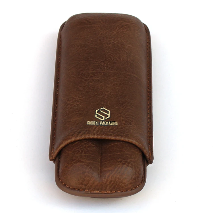 Mini scratch-resistant pattern customization cigar box brown cigar leather pouch case bags humidor