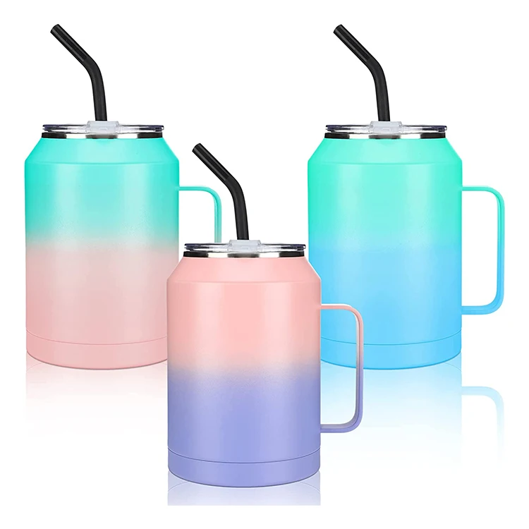 Hot Selling Large Capacity Stainless Steel 32Oz 50Oz Office Cups Mug Tumbler With Handle And Straw Lid
