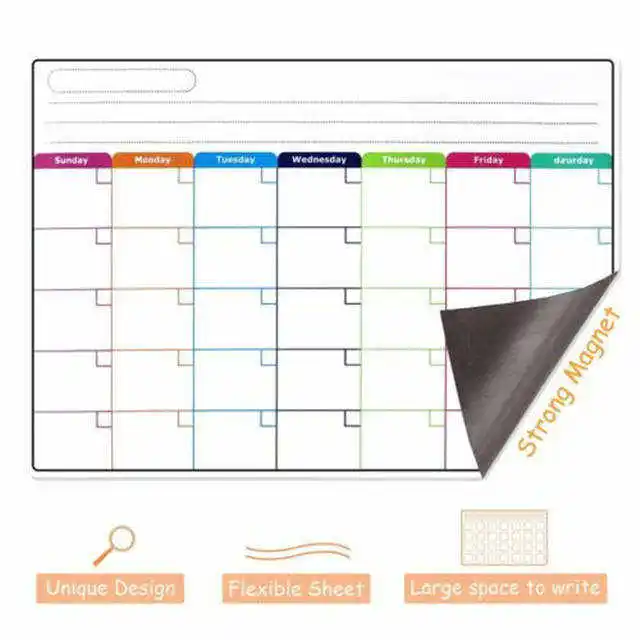 Custom Dry Erase Wall Calendar Weekly Planner Clear Magnetic Calendar For Fridge