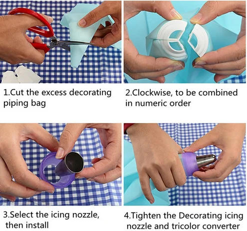 
Kitchen Accessories Bake ware 3 color cream coupler Baking Pastry Tools 