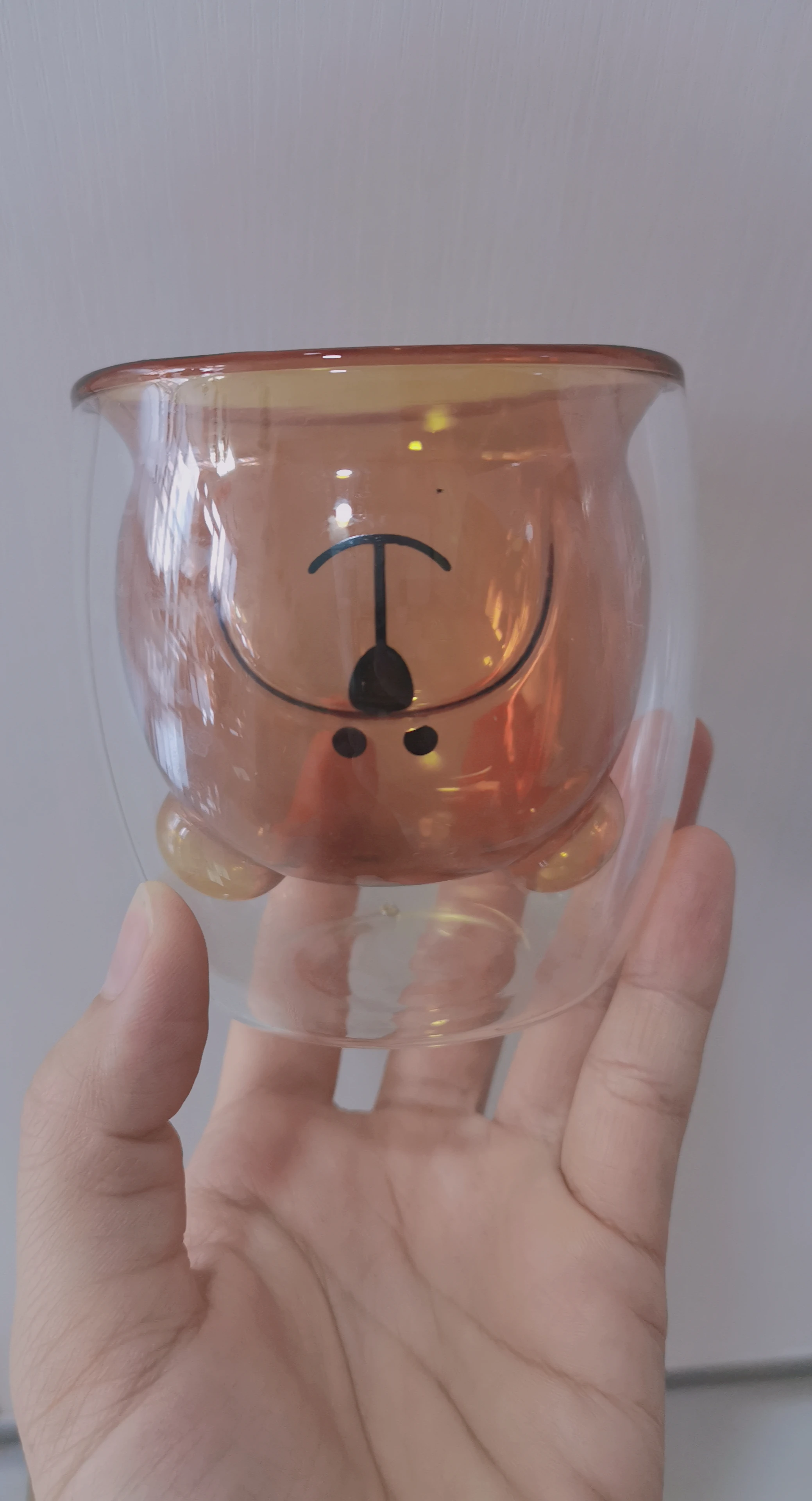 200ml beautiful cute bear smile double glass coffee mugs