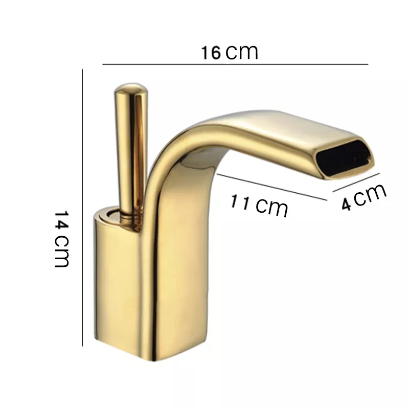 Bathroom Sink Taps Waterfall Basin Mixer One Handle Lever Gold One Hole Mount Lavatory Faucets torneira misturadora banheiro