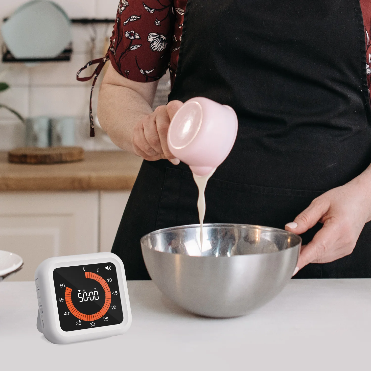 Digital Countdown Timer Silent 3 Reminders Adjustable Brightness Cooking Stand Magnetic Back Visual Timer