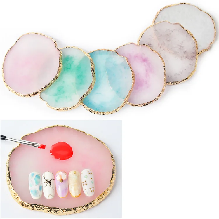 Professional Resin Agate Nail Painting Palette Assorted Shapes Nail Art Display resin nail art palette