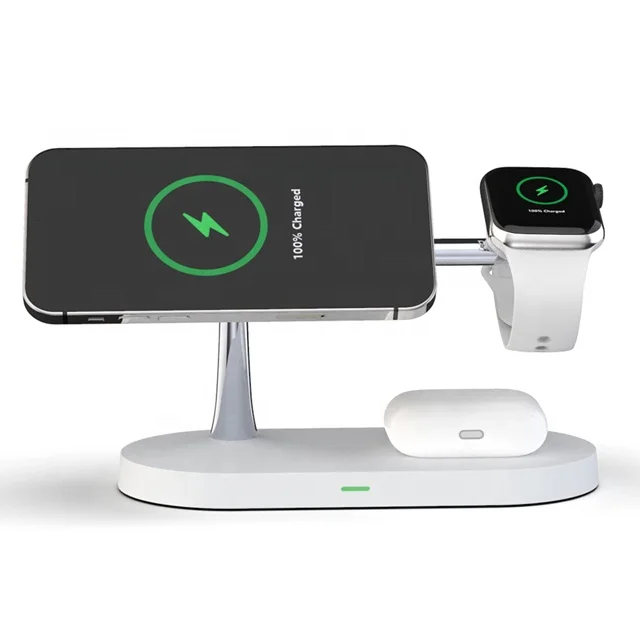 2021 New 15W qi wireless charger sleep lamp 5 in 1 fast charging station for iphone12 iwatch
