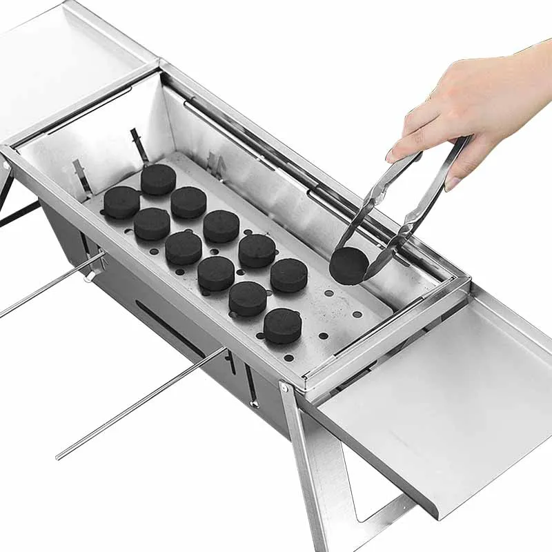 Household Indoor Charcoal BBQ Barbecue  Grill Outdoor Stainless Steel Folding Barbecue Stove Rack