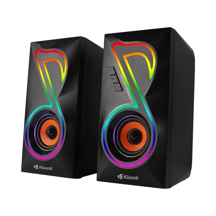 Kisonli OEM Cool RGB Gaming Soundbar Bass Wireless BT Powered Stereo Speakers TV Laptop PC Audio Equipment Speaker