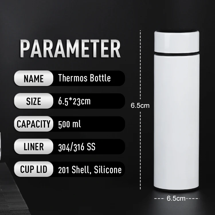 500Ml Intelligent Digital Flasks Vacuum Flask digitales Metal Insulation Stainless Steel Smart Water Bottle