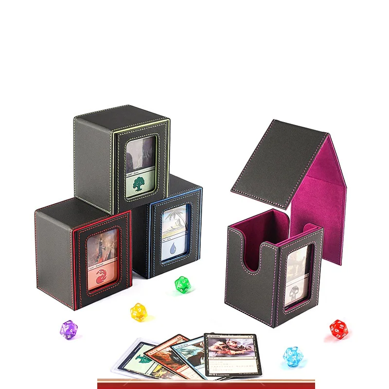 Custom Leather Deck Card Boxes Cards Deck Game Box for Collectible Playing Card Box Compatible with MTG Commander Decks