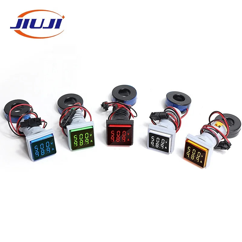 white Square V+A LED Display 22mm AC Meter Indicator 2 in 1 digital ammeter and voltmeter