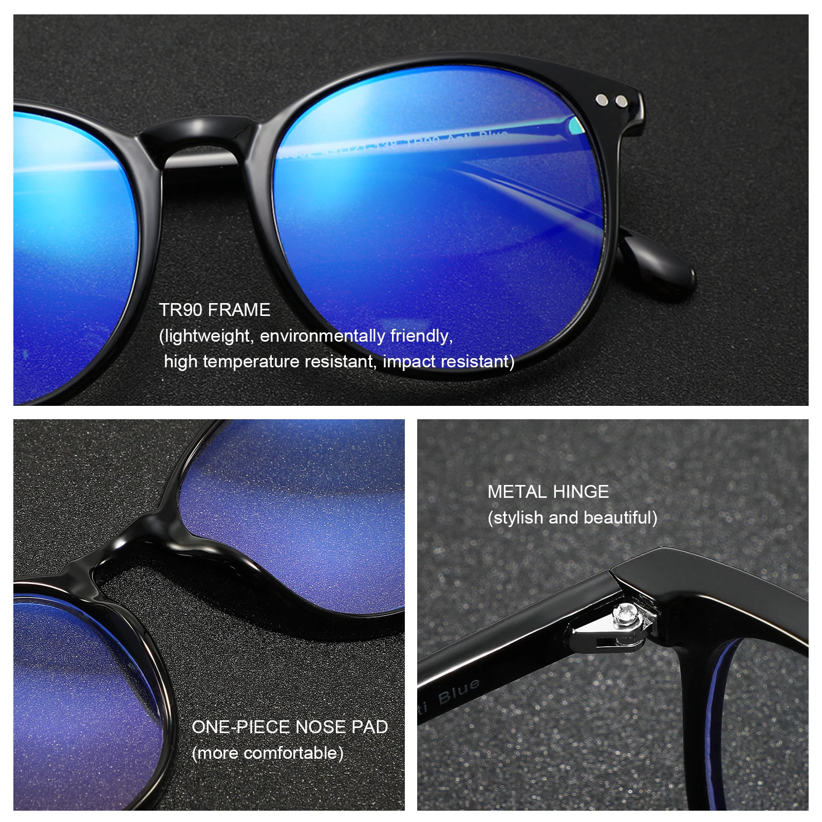 2022 Wholesale  Round  Large size TR90 Anti-Fog Blue Light Blocking Glasses for Eye Protection
