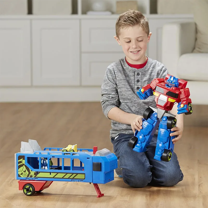 ENJOYSTAR Catapult Rail Folding Truck With Changing Mini Car Red Multi-function Ejection Trans-formers Trailer Robot