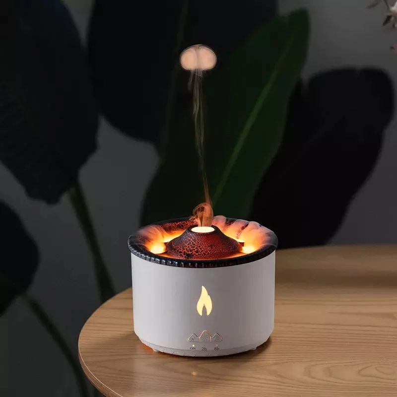Factory High Quality USB Volcano 3D Flame Humidifier 360ml Fire Salt Stone Flame Aroma Diffuser Humidifier LEDs for Room