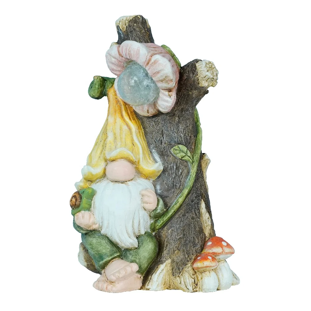 Outdoor solar lights resin crafts luminous garden ornaments dwarf gnome statue decoration lawn lamp