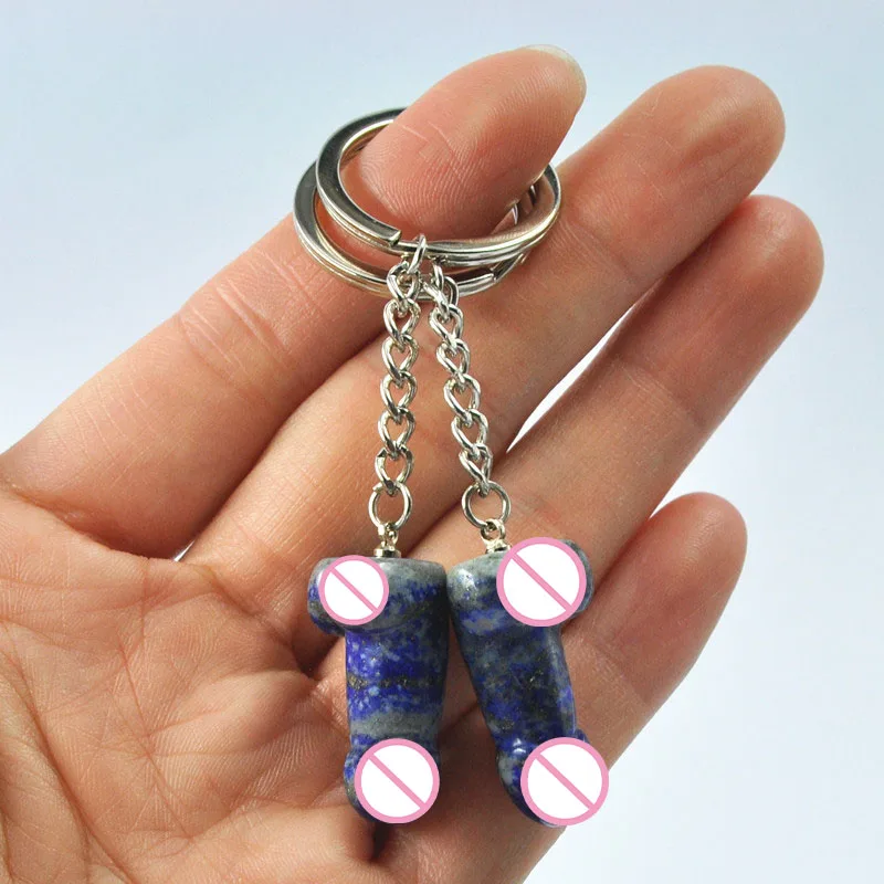 Crafts Best Value of Mix Gemstone phallus Keyring Semi-precious stones Keyring For Sale gift