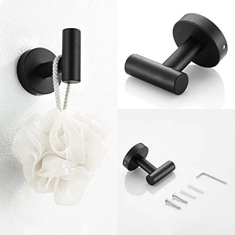 Modern 304 Stainless Steel Matt Black 3pieces or 5pieces Bathroom Accessories Set
