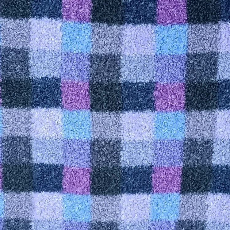 Home Textile Super Soft Blue Custom Color 100% Polyester Plaid Short Sherpa Curly Faux Fur Fabric