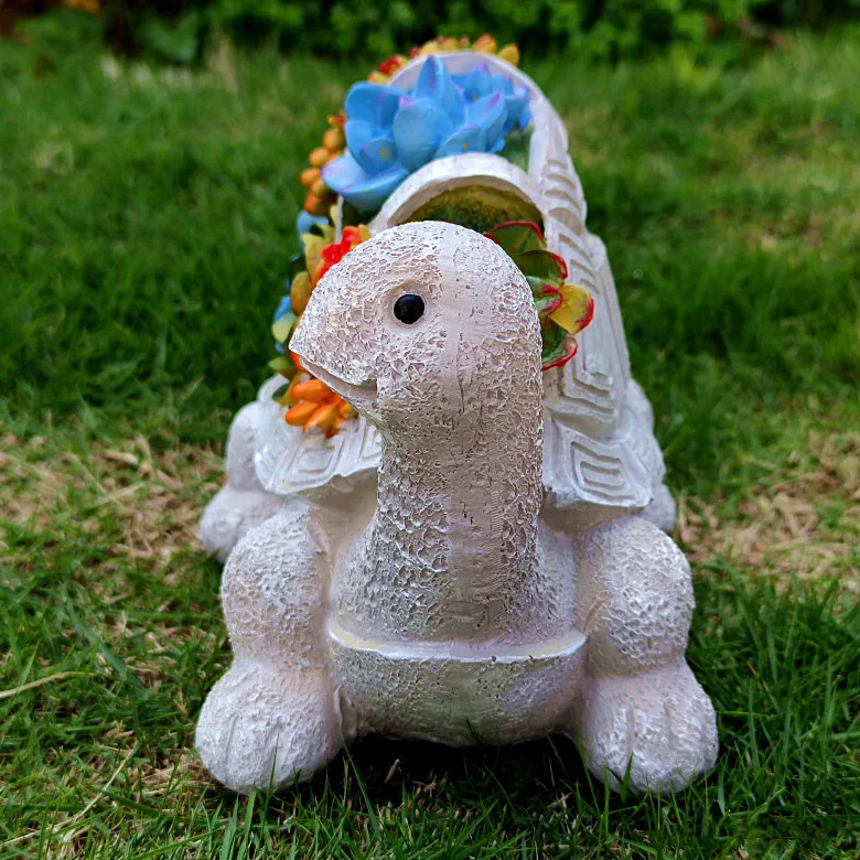 Outdoor  LED resin turtle solar lamp sells succulent garden statue Plant Pot  ornaments Crafts
