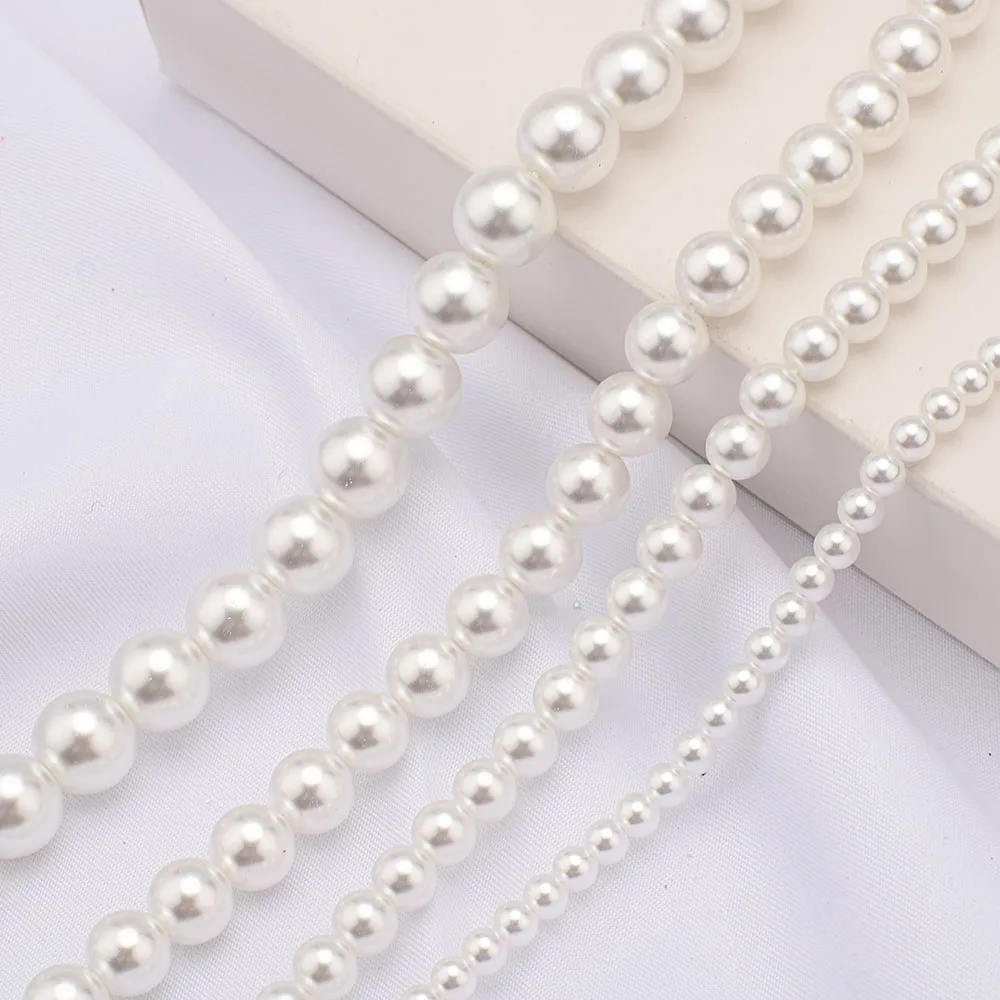4 6 8 10mm High Quality Imitation Pearl Bright Shining Round Glass Pearl Beads For Jewelry Making DIY Necklace Bracelet