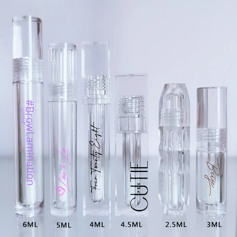 2.5ml 4ml 5ml 6ml Hot selling transparent petg lip gloss tube luxury round square hexagon clear lip gloss containers tubes