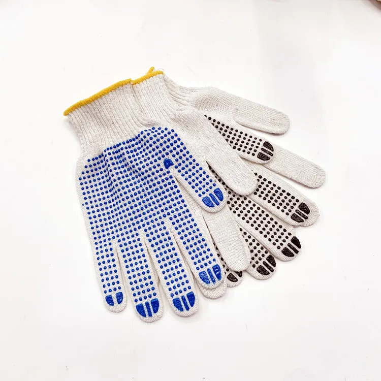 HPPE 500g 10 gauge working hand cotton glove for protect safety dotted driving farming gardening anti slip job glove general use