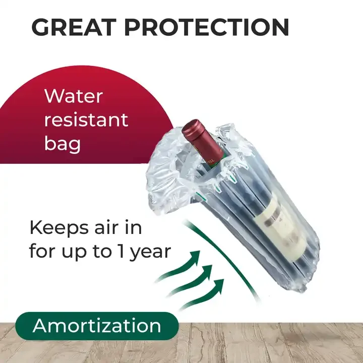 Pe Wine Bottle Bubble Bags Air Packing Inflatable Air Wrap Pack Plastic Column Bag