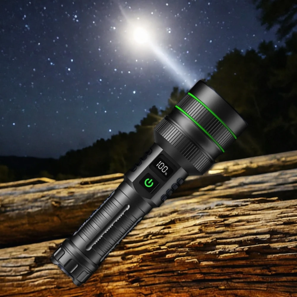 100000 lumens high power Power bank 1500m zoomable led waterproof flashlight long range powerful torch light flashlight
