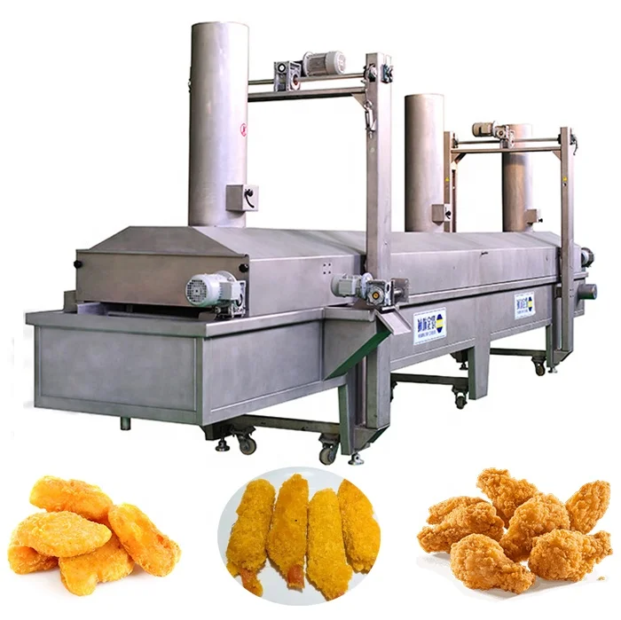 DB industrial chicken nugget frying machine continuous breading fish and shrimp deep fryer machine