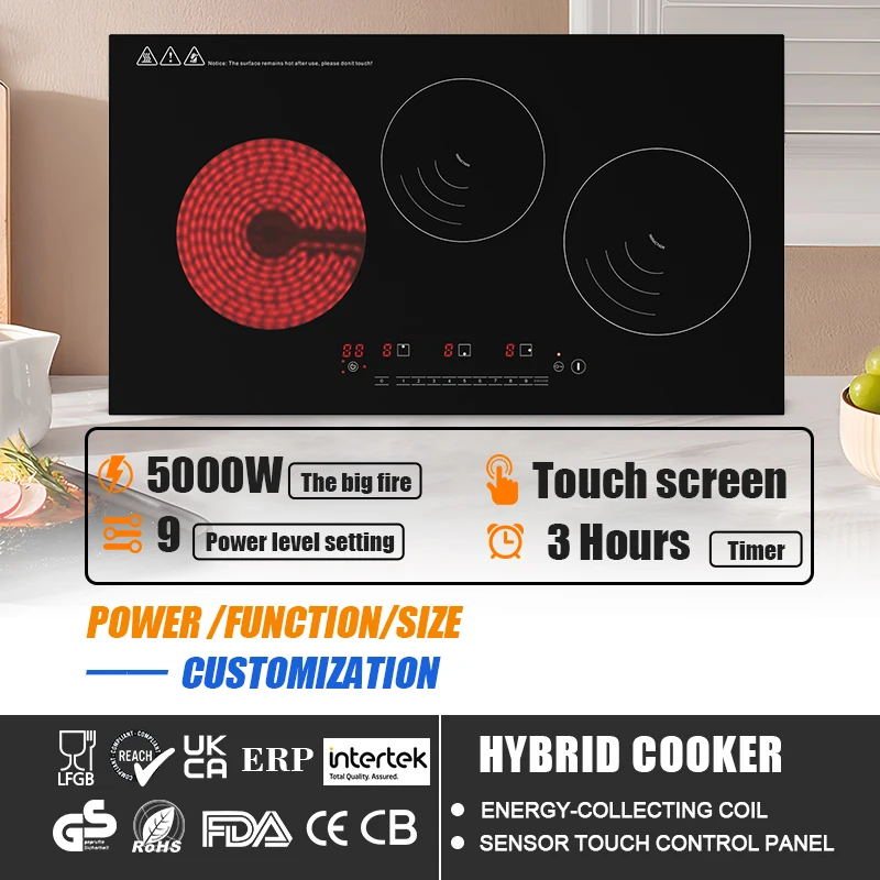 Kitchen Appliances Hybrid 3 Burner Infrared Electric Stove Induction Cooker