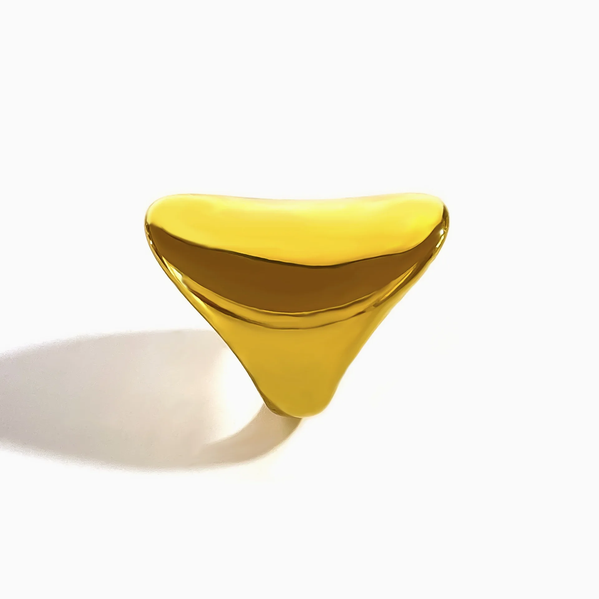 Personality 18K Gold Plated Glossy Oval Finger Rings Waterproof Titanium Stainless Steel Geometric Index Finger Ring