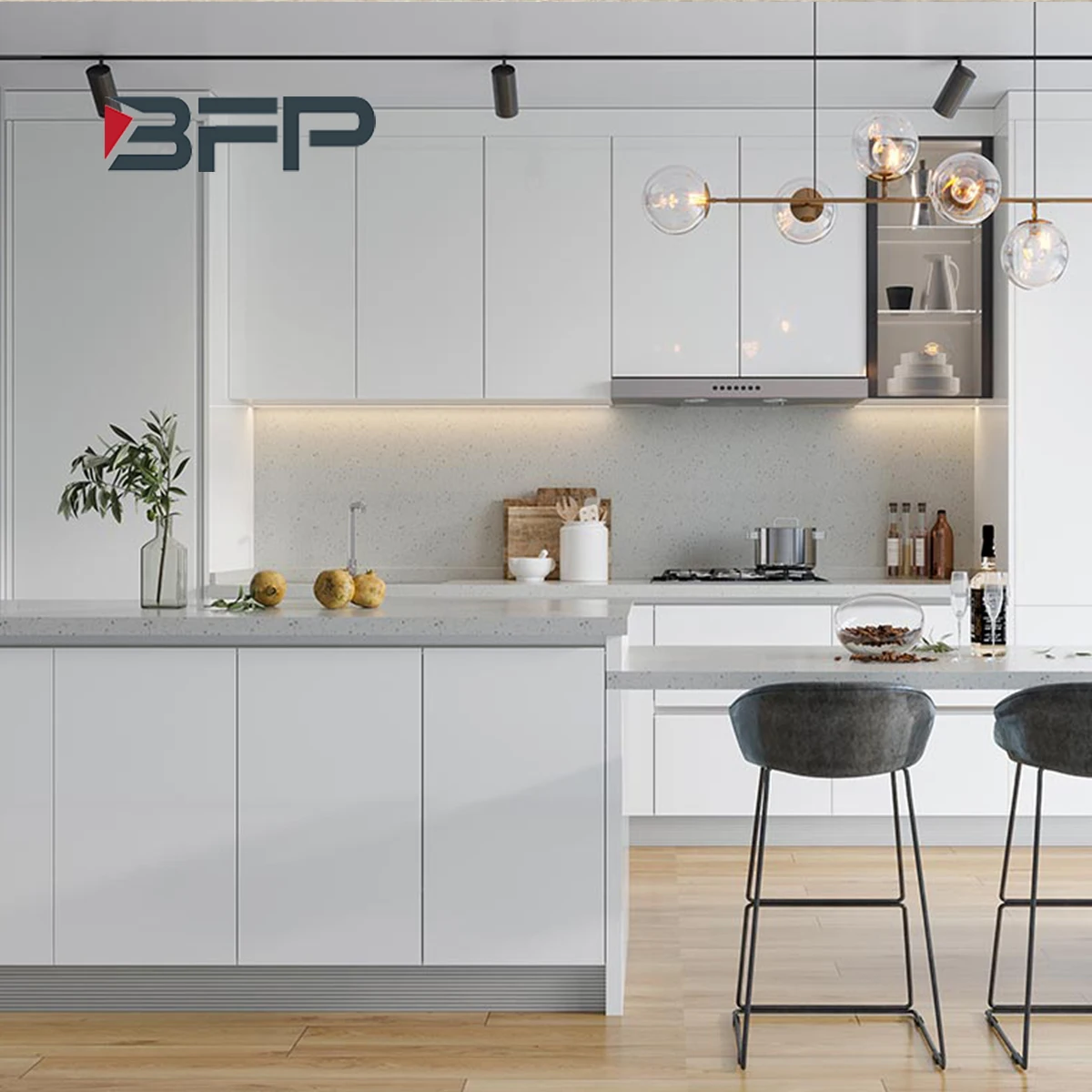 BFP modern optional lacquer customized kitchen cabinets with accessories