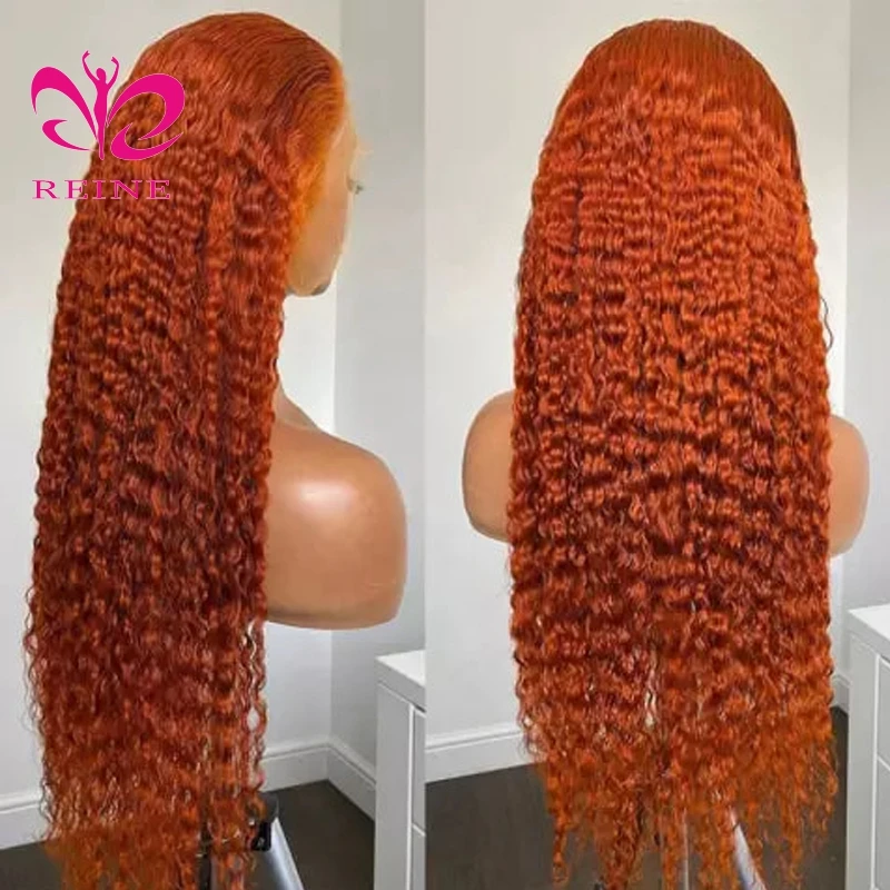 13x4 Lace Front Wig Ginger Orange Color Human Hair Wigs Deep Wave Wigs For Women Human Hair Brazilian Remy Hair