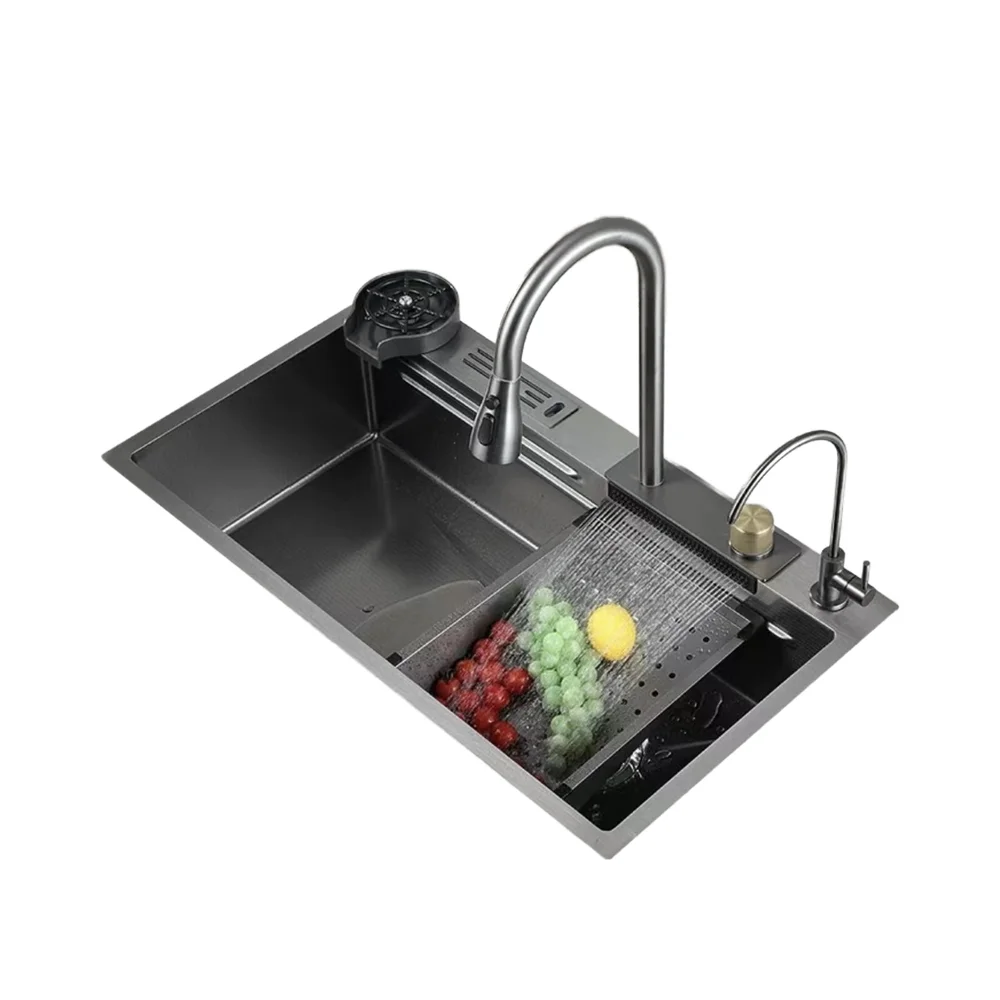 Китай самый продаваемый водопад Feiyu раковина для мытья овощей из нержавеющей стали с держателем ножей кухонная